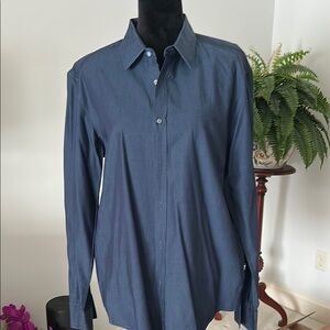 Hugo Boss Men’s Deep Blue Dress Shirt with Long Sleeves and Standard Collar